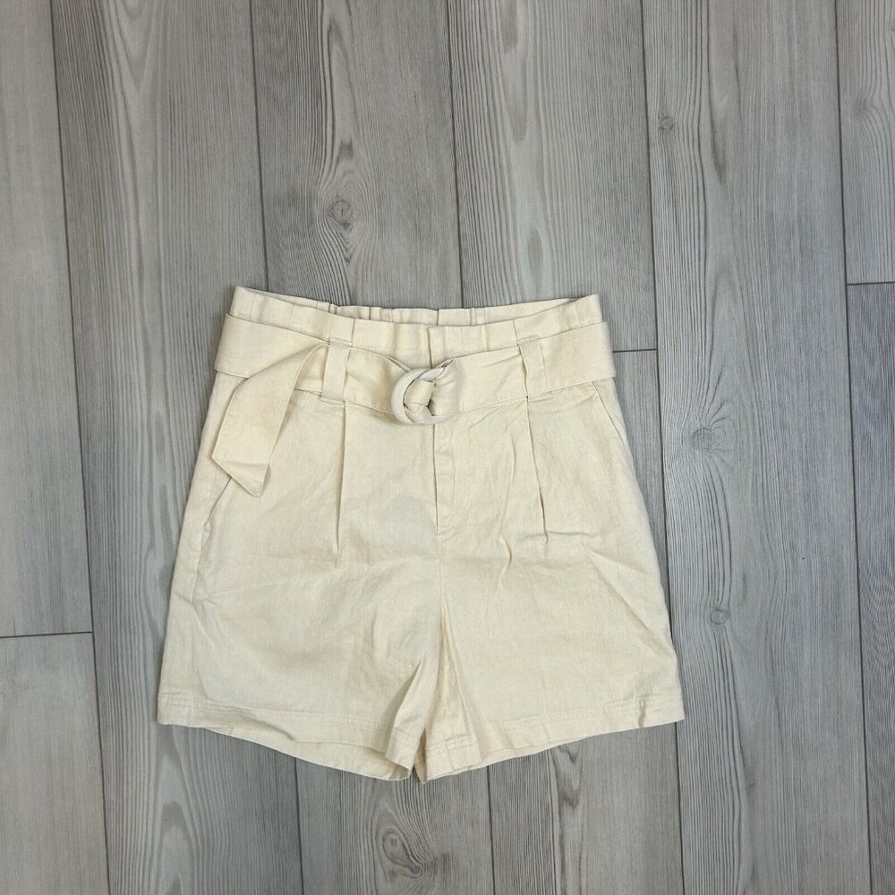 NWT Women’s Margaret O’Leary‎ Small Ivory Paperbag Shorts Belted Pockets